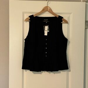 J. Crew Black Button-Front Sleeveless Blouse